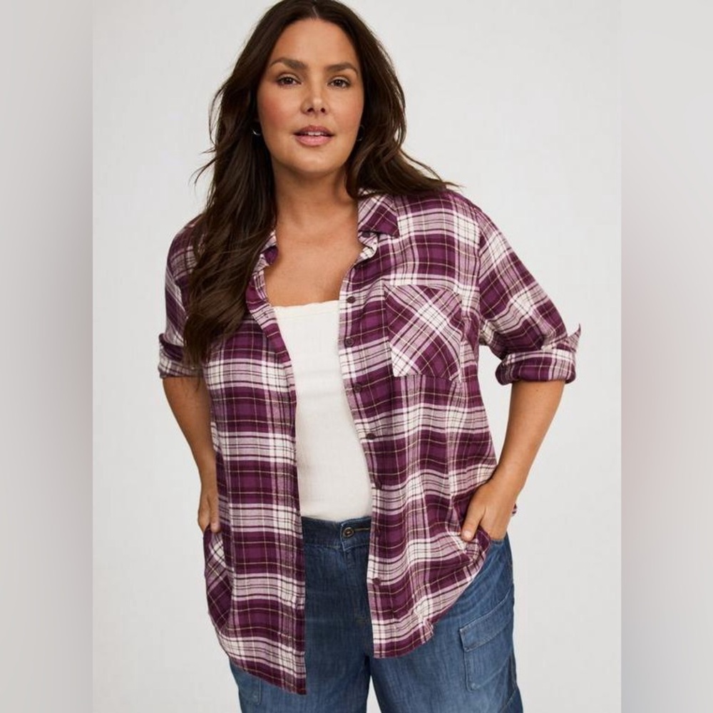 Torrid Lizzie Button Up Plaid Shirt